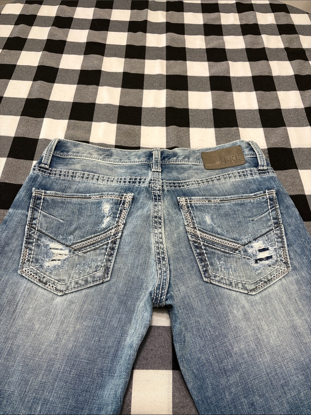 EXC! Buckle BKE Jake Bootleg Jeans Men's Size 31 x 34 Long Stretch Distressed